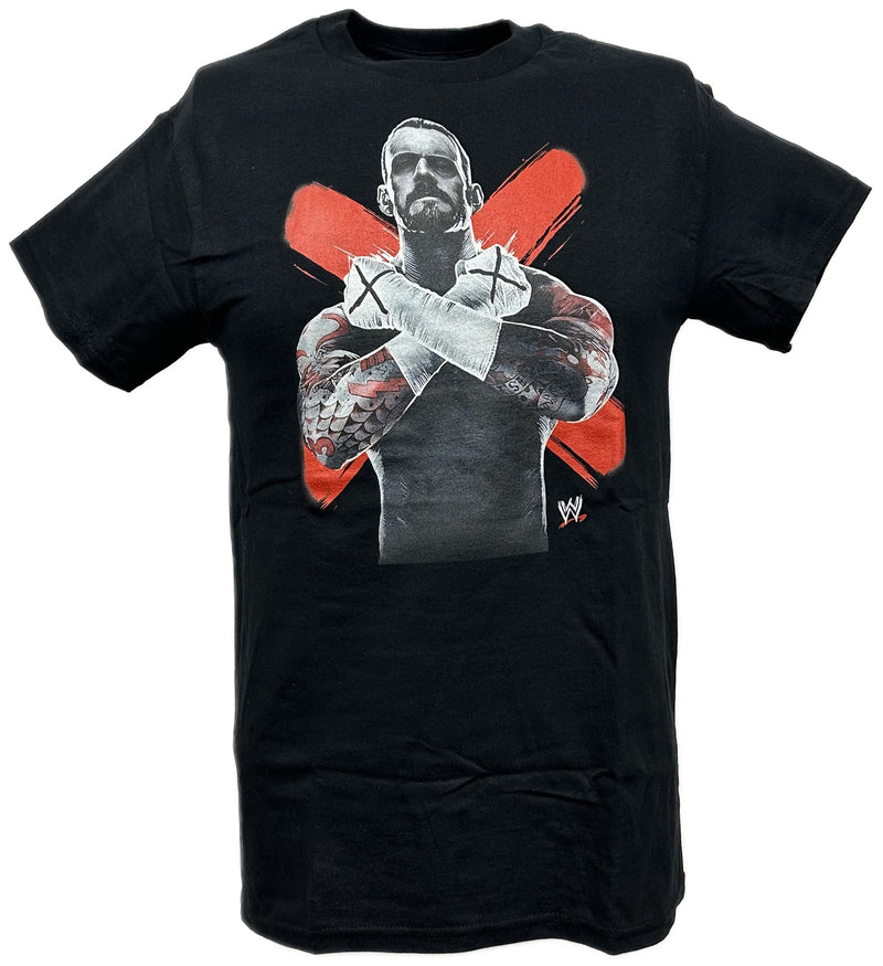 Load image into Gallery viewer, CM Punk Cross Fists Mens Black T-shirt by WWE | Extreme Wrestling Shirts