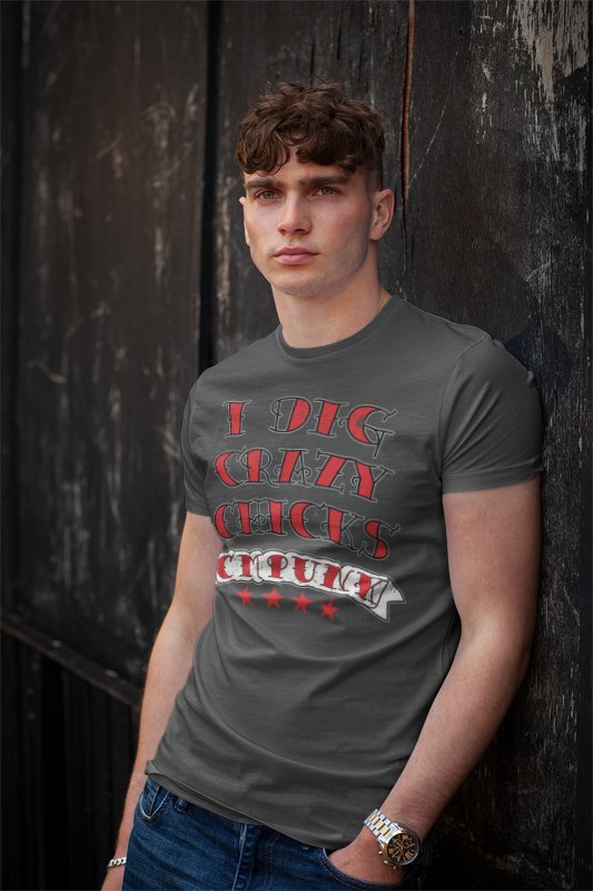 CM Punk I Dig Crazy Chicks Mens Gray T-shirt Sports Mem, Cards & Fan Shop > Fan Apparel & Souvenirs > Wrestling by Hybrid Tees | Extreme Wrestling Shirts