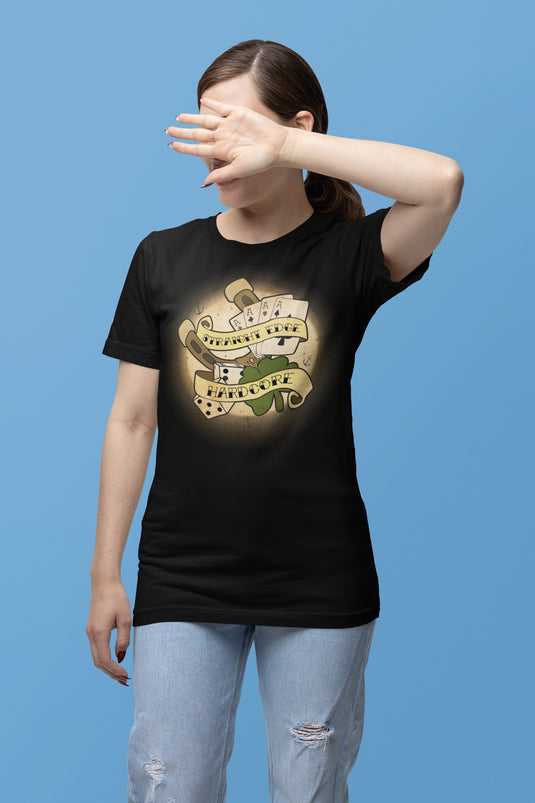 CM Punk Straight Edge Hardcore Luck Black T-shirt by EWS | Extreme Wrestling Shirts