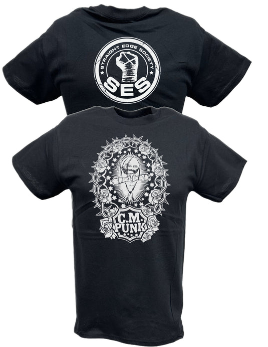 CM Punk Straight Edge Society SES Mens Black T-shirt Sports Mem, Cards & Fan Shop > Fan Apparel & Souvenirs > Wrestling by Hybrid Tees | Extreme Wrestling Shirts