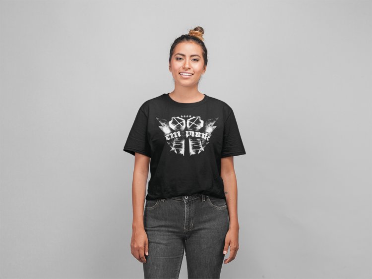 Load image into Gallery viewer, CM Punk White Fists Logo T-shirt by EWS | Extreme Wrestling Shirts