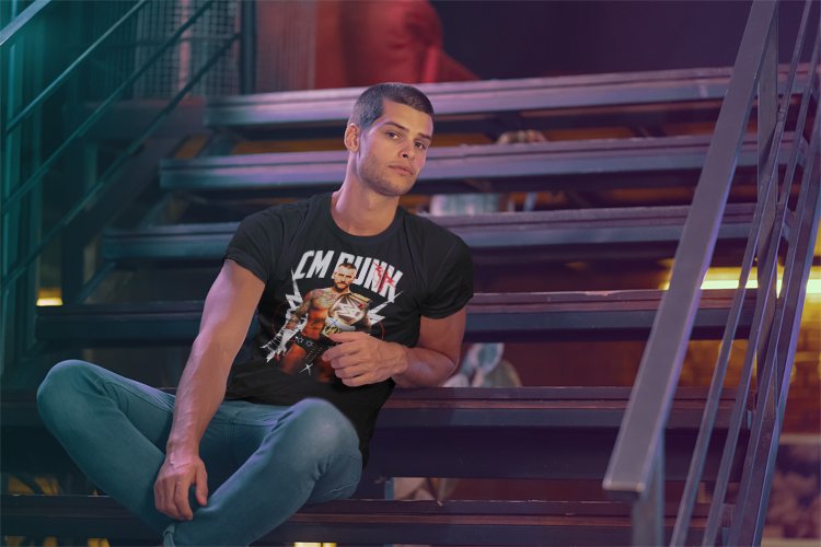 Load image into Gallery viewer, CM Punk White Lightning Mens Black T-shirt by WWE | Extreme Wrestling Shirts