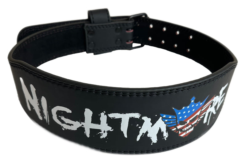 Load image into Gallery viewer, Cody Rhodes American Nightmare Logo Leather Weightlifting Belt Black by EWS | Extreme Wrestling Shirts