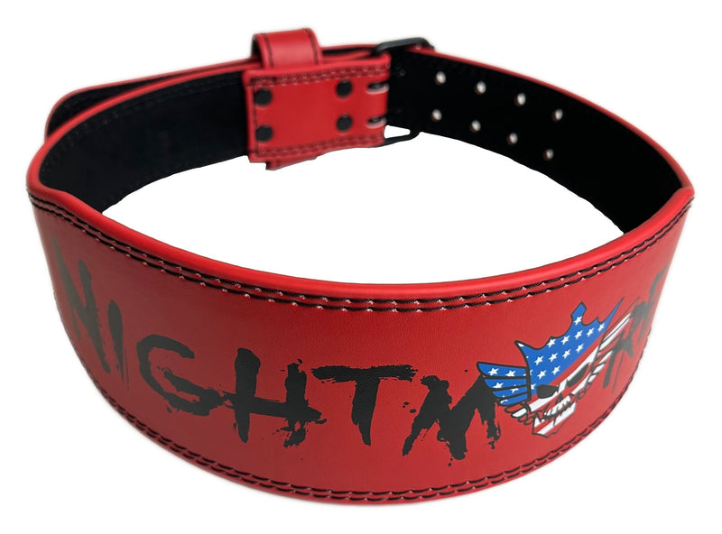 Load image into Gallery viewer, Cody Rhodes American Nightmare Logo Leather Weightlifting Belt Red by EWS | Extreme Wrestling Shirts