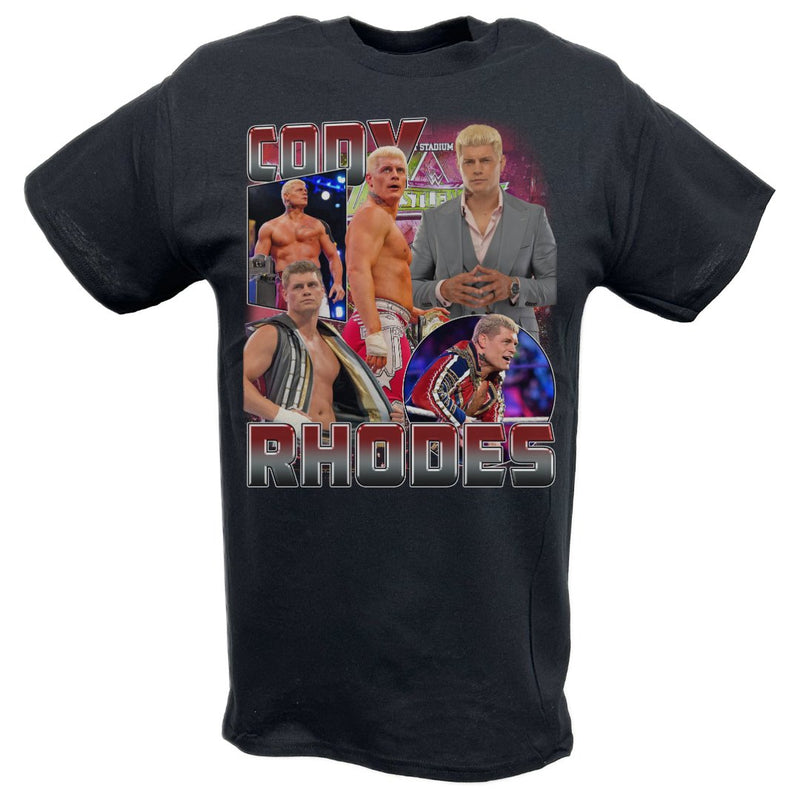 Load image into Gallery viewer, Cody Rhodes Ultimate Collage Black T-shirt by EWS | Extreme Wrestling Shirts