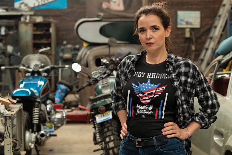 Load image into Gallery viewer, Cody Rhodes USA Stars and Stripes Nightmare Logo T-shirt by EWS | Extreme Wrestling Shirts