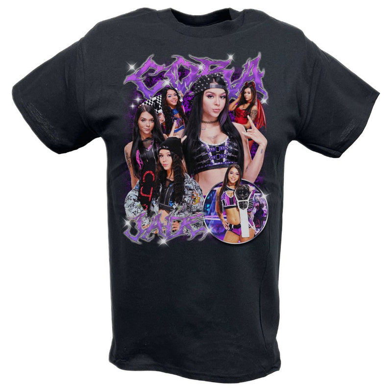 Load image into Gallery viewer, Cora Jade Purple Logo Black T-shirt by EWS | Extreme Wrestling Shirts
