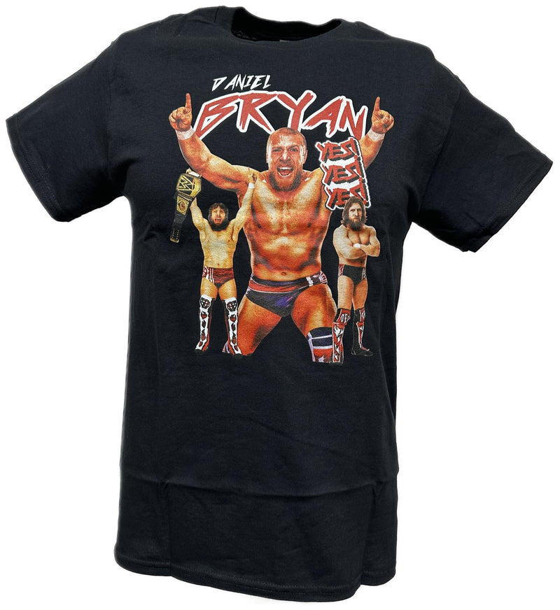 Load image into Gallery viewer, Daniel Bryan Yes! Three Pose Mens Black T-shirt by WWE | Extreme Wrestling Shirts
