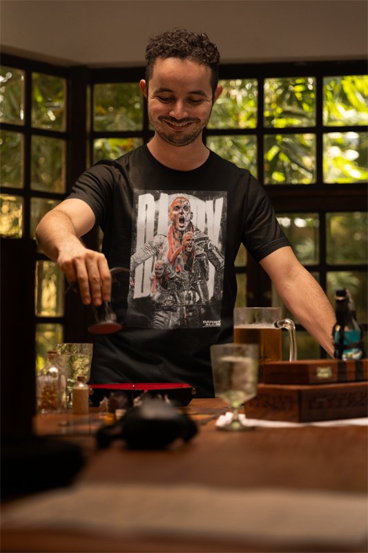 Load image into Gallery viewer, Darby Allin Poster Print Black T-shirt by EWS | Extreme Wrestling Shirts