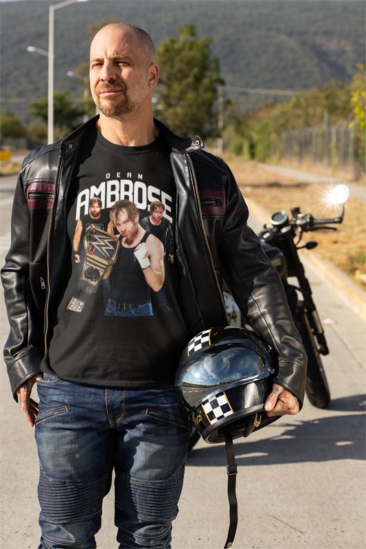 Load image into Gallery viewer, Dean Ambrose Championship Belt Three Pose Mens Black T-shirt by WWE | Extreme Wrestling Shirts