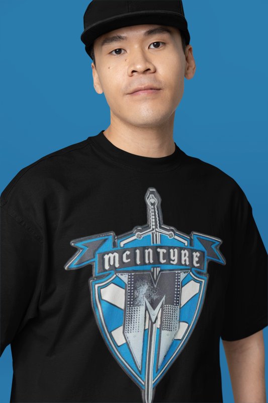 Load image into Gallery viewer, Drew Mcintyre Crest Logo Black T-shirt by EWS | Extreme Wrestling Shirts