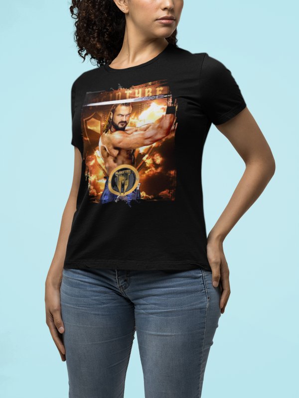 Load image into Gallery viewer, Drew McIntyre Sword Angela Mens Black T-shirt by EWS | Extreme Wrestling Shirts