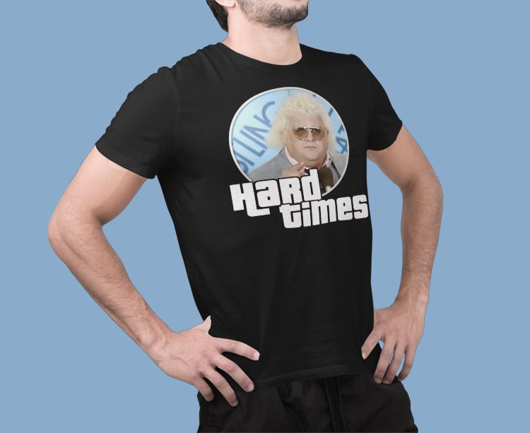 Load image into Gallery viewer, Dusty Rhodes Hard Times Black T-shirt by EWS | Extreme Wrestling Shirts