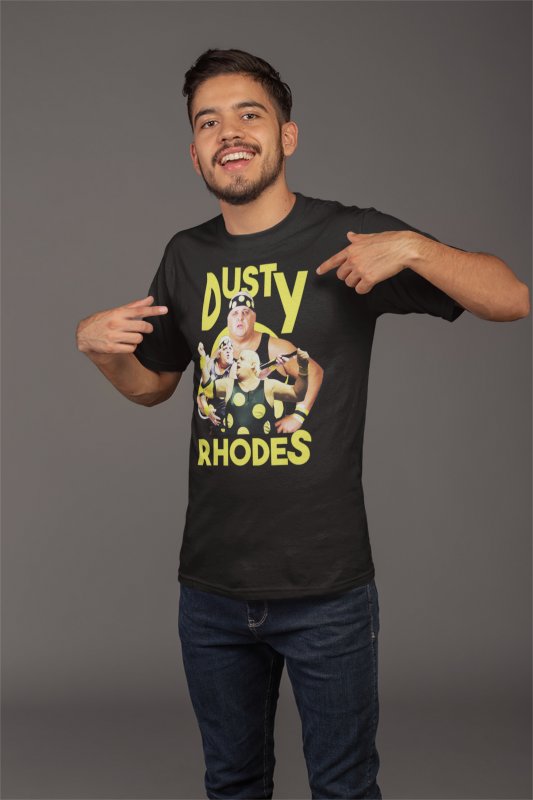 Load image into Gallery viewer, Dusty Rhodes Yellow Polka Dot T-shirt by EWS | Extreme Wrestling Shirts