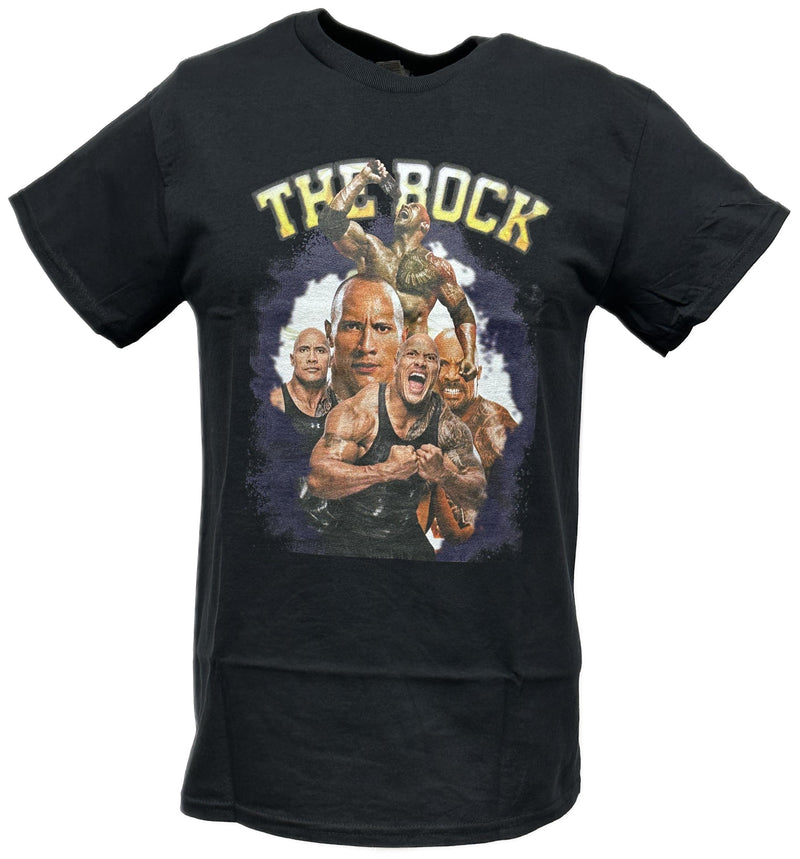 Load image into Gallery viewer, Dwayne The Rock Johnson Five Pose Flex Black WWE T-shirt by WWE | Extreme Wrestling Shirts