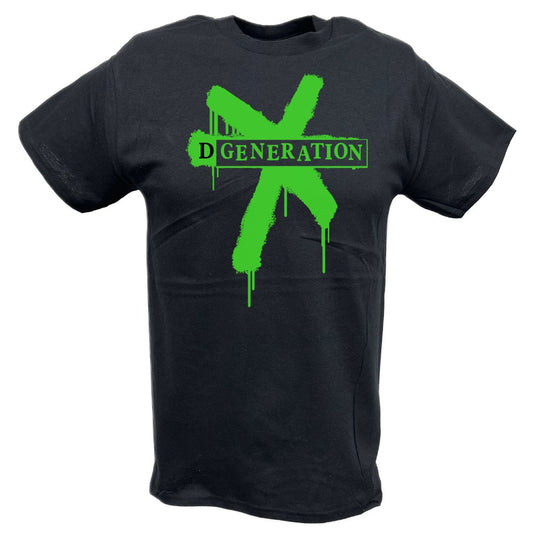 DX D-Generation X Green Splatter Logo Mens T-shirt by EWS | Extreme Wrestling Shirts