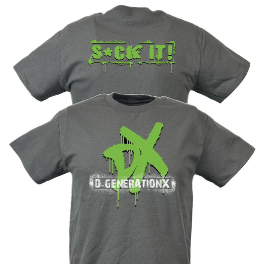 DX D-Generation X Suck It WWE Mens Gray T-shirt by EWS | Extreme Wrestling Shirts
