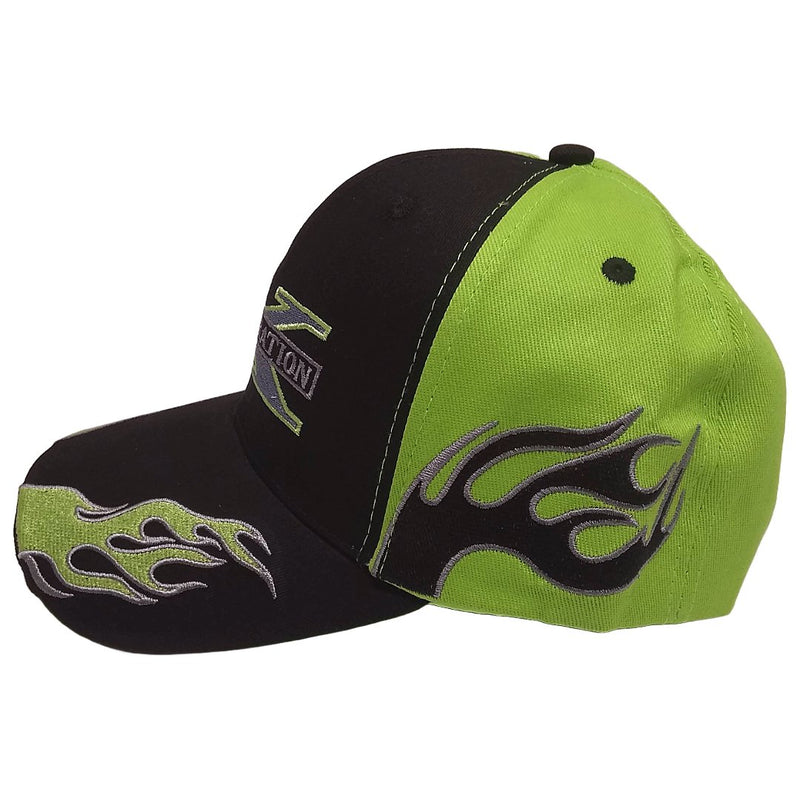 Load image into Gallery viewer, DX Flames Green and Black Baseball Hat by EWS | Extreme Wrestling Shirts