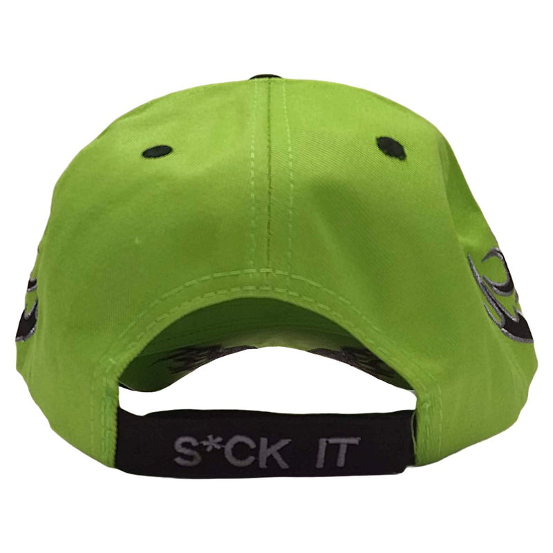 Load image into Gallery viewer, DX Flames Green and Black Baseball Hat by EWS | Extreme Wrestling Shirts