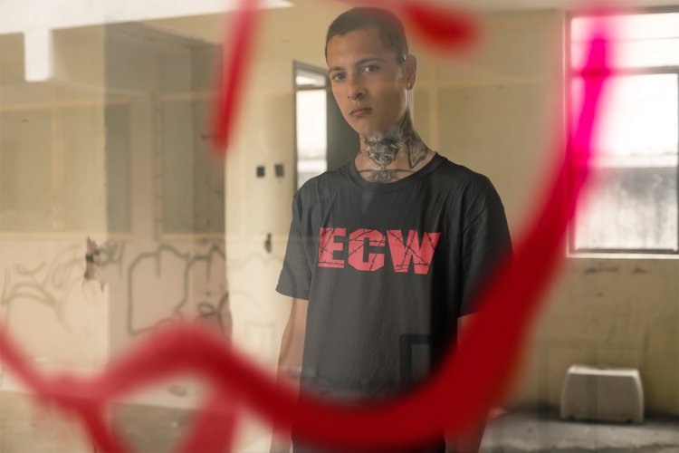 Load image into Gallery viewer, ECW Red Logo Barbed Wire Mens Black T-shirt Sports Mem, Cards & Fan Shop > Fan Apparel & Souvenirs > Wrestling by Hybrid Tees | Extreme Wrestling Shirts