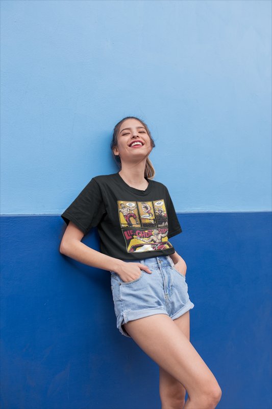 Load image into Gallery viewer, Eddie Guerrero Comic Lie Cheat Steal Black T-shirt by EWS | Extreme Wrestling Shirts