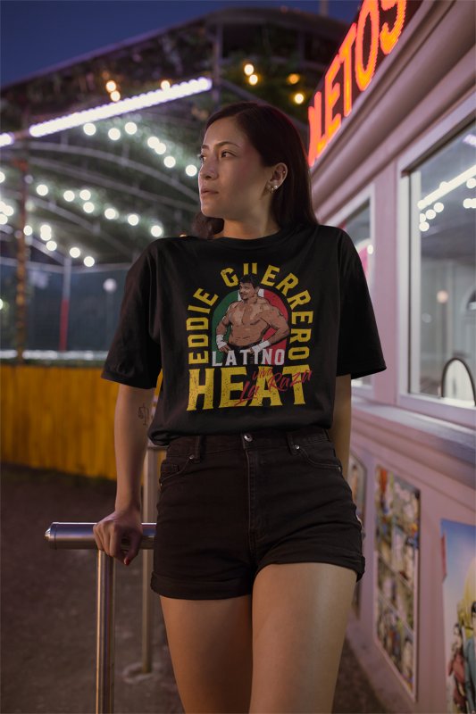 Eddie Guerrero Latino Heat Viva La Raza Black T-shirt by EWS | Extreme Wrestling Shirts