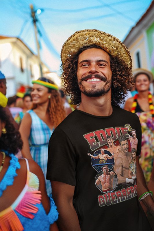 Load image into Gallery viewer, Eddie Guerrero Ultimate Collage Black T-shirt by EWS | Extreme Wrestling Shirts