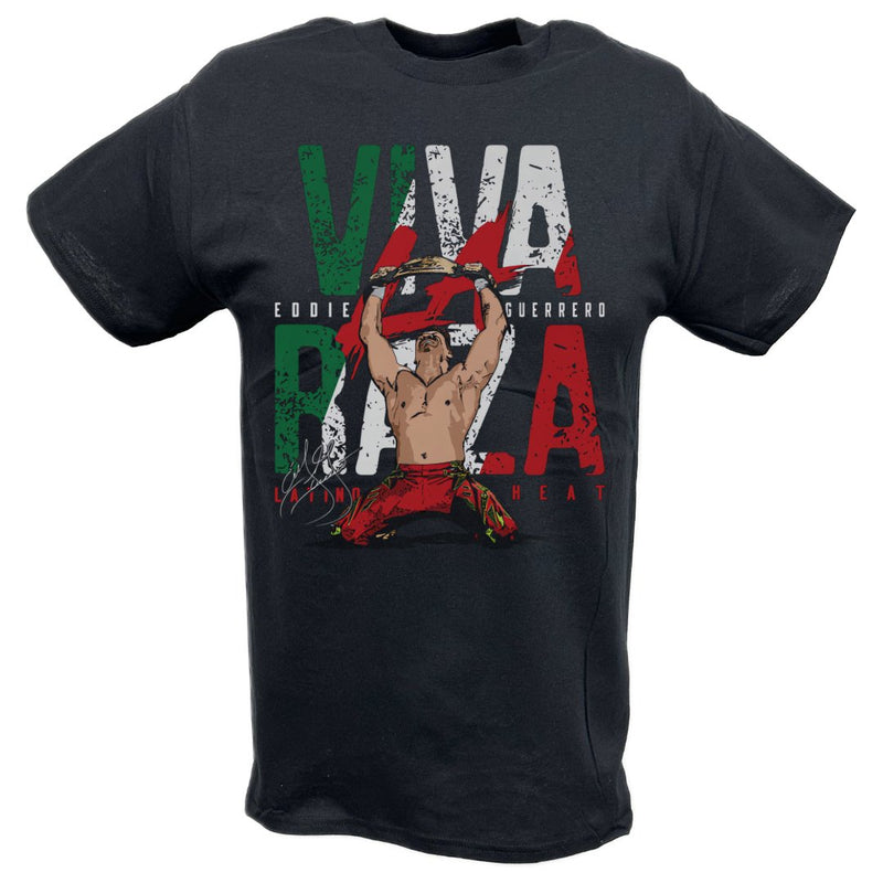Load image into Gallery viewer, Eddie Guerrero WWE Champ Viva La Raza Black T-shirt by EWS | Extreme Wrestling Shirts