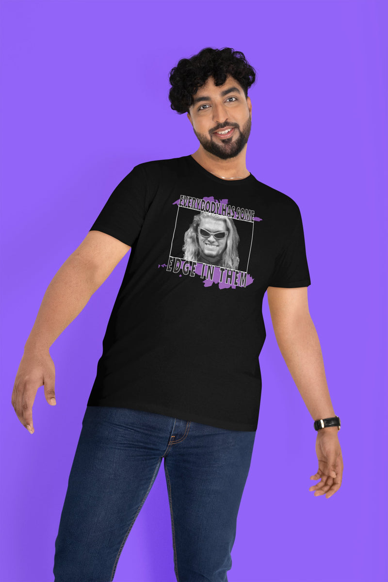 Load image into Gallery viewer, Edge WWF How Sharp Is Your Edge Mens Black T-shirt by EWS | Extreme Wrestling Shirts