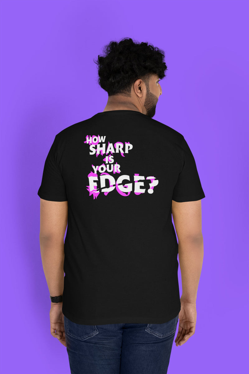Load image into Gallery viewer, Edge WWF How Sharp Is Your Edge Mens Black T-shirt by EWS | Extreme Wrestling Shirts