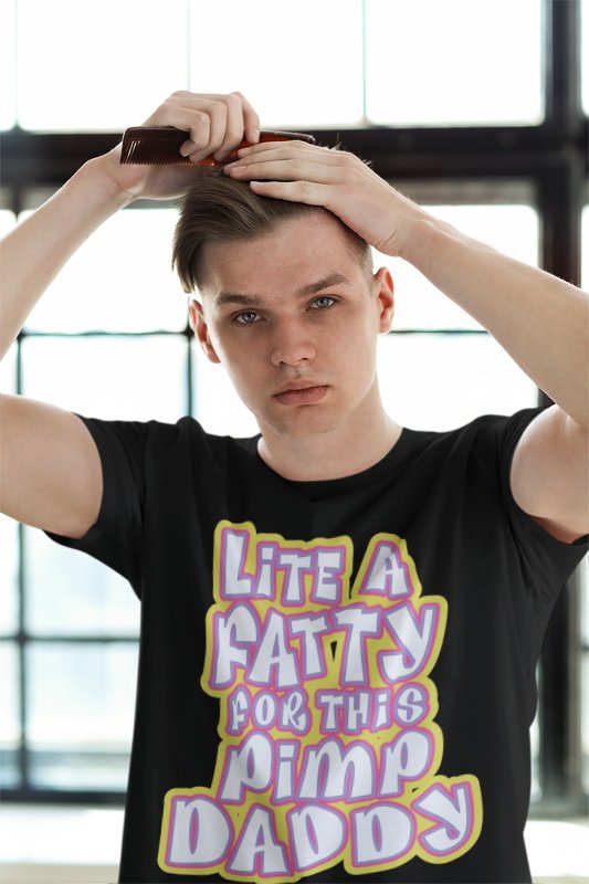 Load image into Gallery viewer, Godfather Lite a Fatty for this Pimp Daddy Mens Black WWF T-shirt by WWE | Extreme Wrestling Shirts