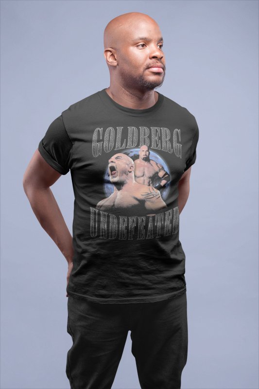 Load image into Gallery viewer, Goldberg Undefeated Black T-shirt by EWS | Extreme Wrestling Shirts