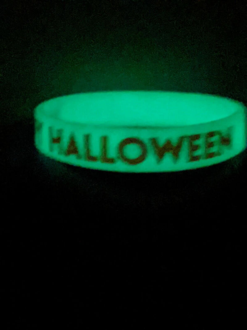 Load image into Gallery viewer, Happy Halloween Glow in The Dark Kids Silicone Rubber Wristband Bracelet- 5 Pack by EWS | Extreme Wrestling Shirts