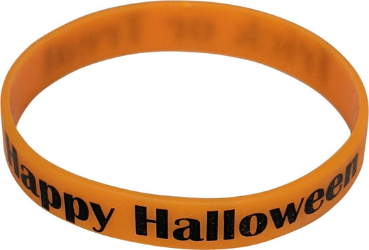 Happy Halloween Trick or Treat Kids Silicone Rubber Sport Wristband Bracelet Orange by EWS | Extreme Wrestling Shirts