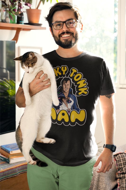 Load image into Gallery viewer, Honky Tonk Man Comic Black T-shirt by EWS | Extreme Wrestling Shirts