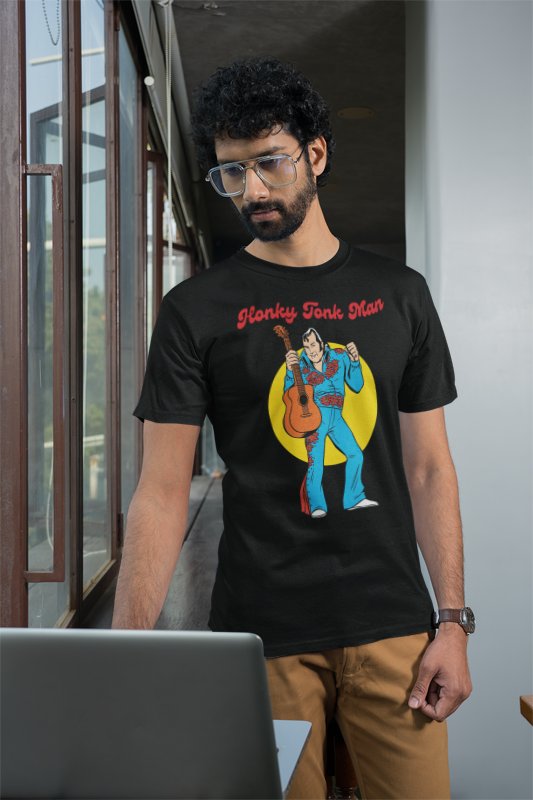 Load image into Gallery viewer, Honky Tonk Man Guitar Animated Black T-shirt by EWS | Extreme Wrestling Shirts