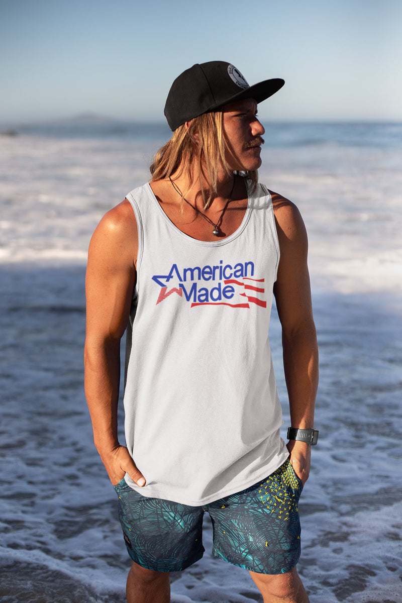 Load image into Gallery viewer, Hulk Hogan American Made Stars and Stripes White Tank Top by EWS | Extreme Wrestling Shirts