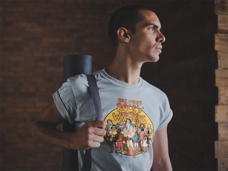 Load image into Gallery viewer, Hulk Hogan Rock N Wrestling Light Blue T-shirt by EWS | Extreme Wrestling Shirts