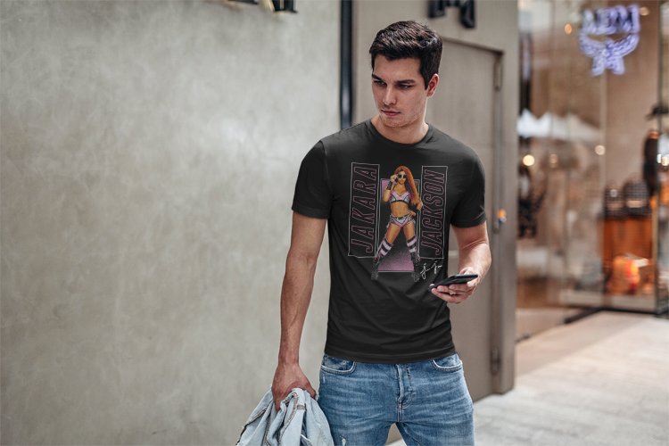 Load image into Gallery viewer, Jakara Jackson Pose Black T-shirt by EWS | Extreme Wrestling Shirts