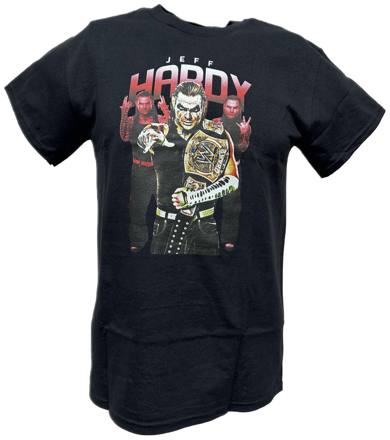 Load image into Gallery viewer, Jeff Hardy Championship Belt Painted Face Mens Black T-shirt by WWE | Extreme Wrestling Shirts