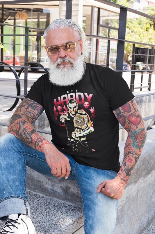 Load image into Gallery viewer, Jeff Hardy Championship Belt Painted Face Mens Black T-shirt by WWE | Extreme Wrestling Shirts