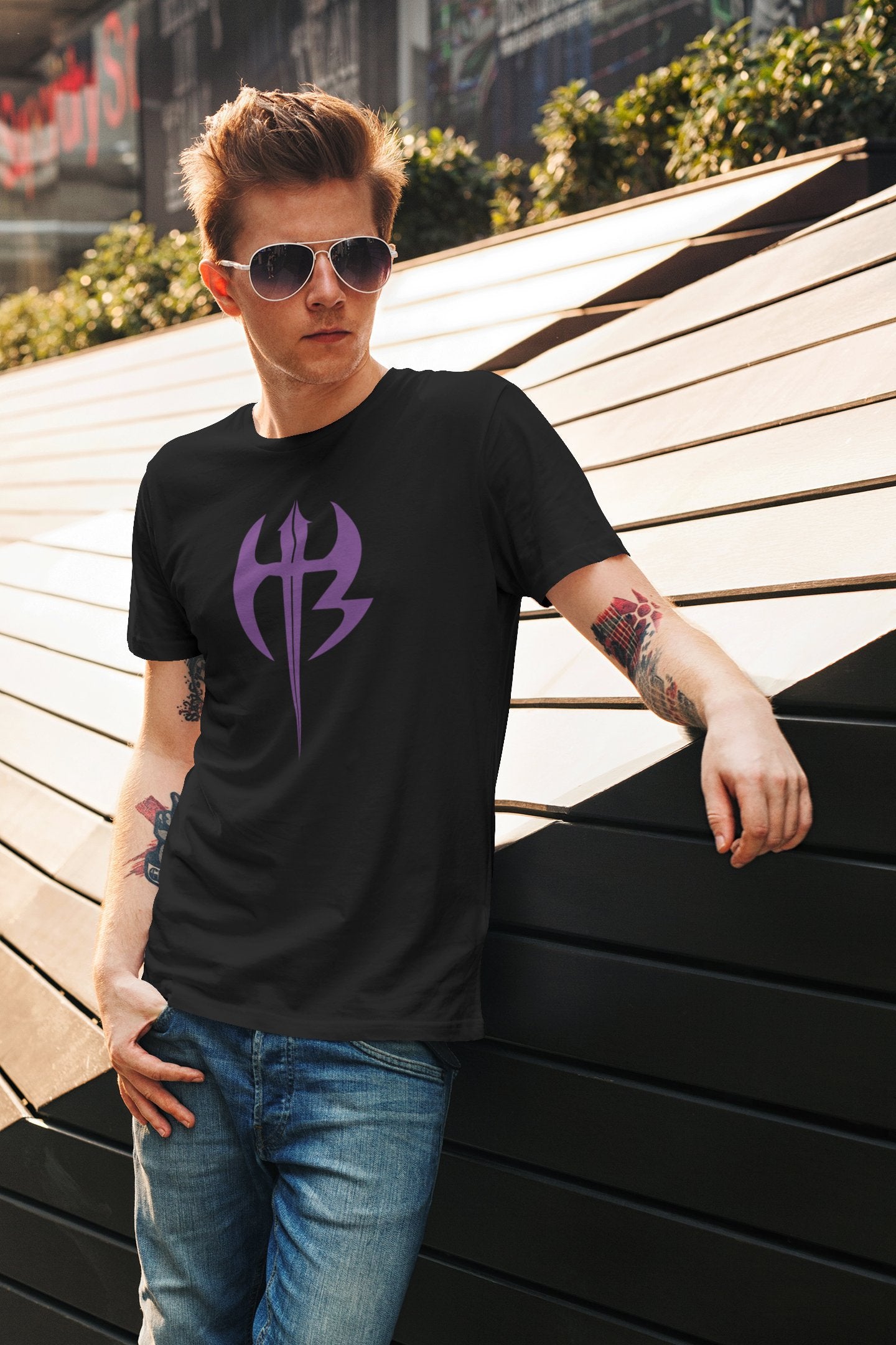 Jeff Matt Hardy Boyz Purple Logo Mens T-shirt – Extreme Wrestling