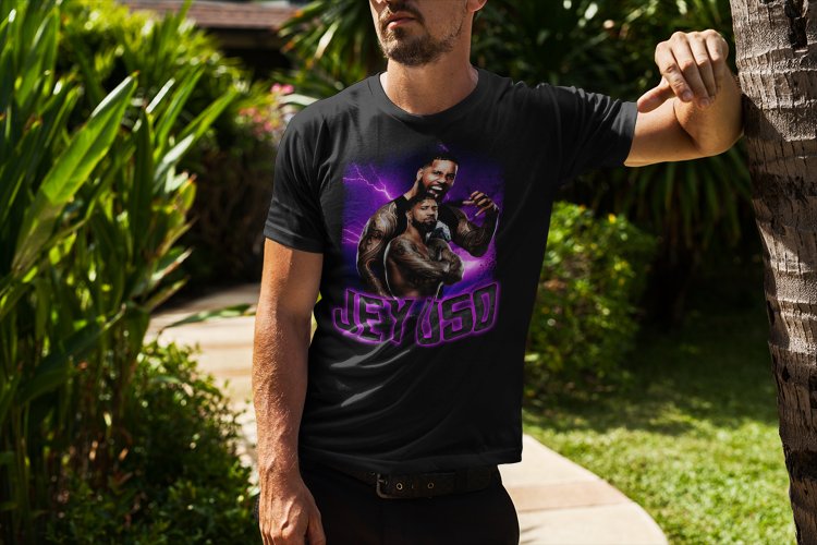 Load image into Gallery viewer, Jey Uso Purple Lightning Mens Black T-shirt by EWS | Extreme Wrestling Shirts