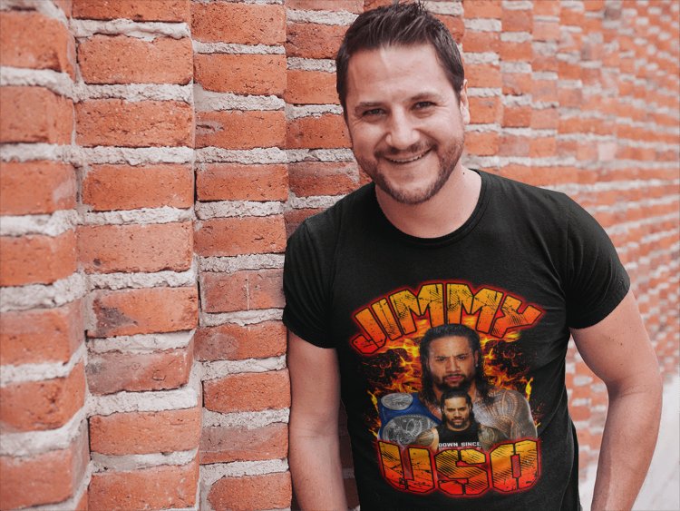 Load image into Gallery viewer, Jimmy Uso Orange Fury Mens Black T-shirt by EWS | Extreme Wrestling Shirts