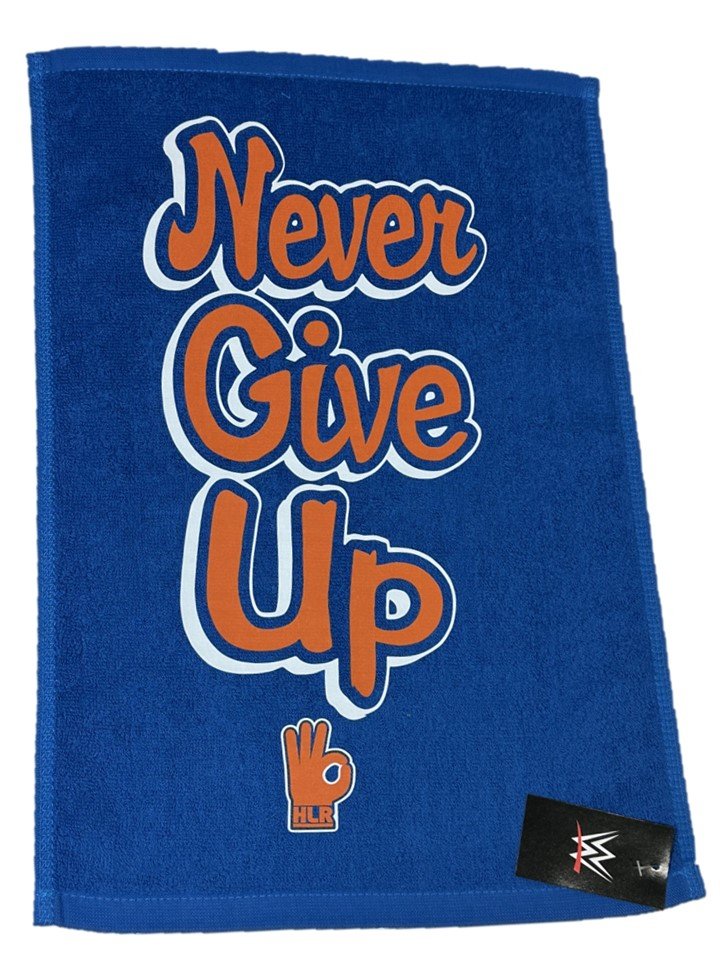Load image into Gallery viewer, John Cena 12"x18" Never Give Up Fan Rally Towel Dark Blue-Orange by EWS | Extreme Wrestling Shirts