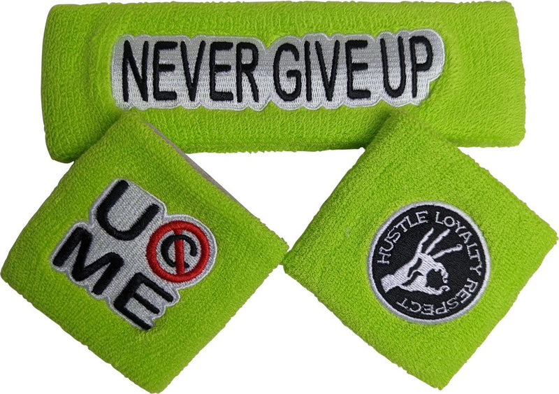Load image into Gallery viewer, John Cena 3pc Neon Cotton Green Headband Wristbands Set Sports Mem, Cards & Fan Shop > Fan Apparel & Souvenirs > Wrestling by WWE | Extreme Wrestling Shirts
