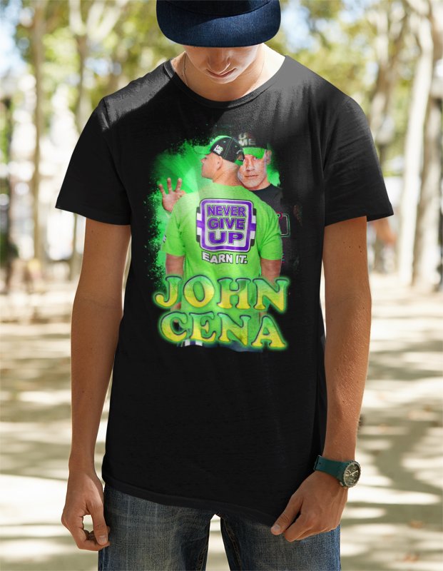 Load image into Gallery viewer, John Cena Back Me Up Mens Black T-shirt by EWS | Extreme Wrestling Shirts