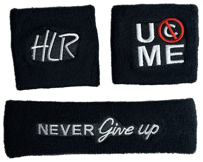 Load image into Gallery viewer, John Cena Black & White 20 Years HLR Never Give Up Baseball Hat Headband Wristband by EWS | Extreme Wrestling Shirts