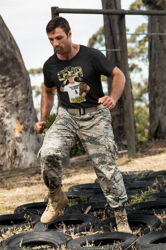 Load image into Gallery viewer, John Cena Camo Champ Is Here Mens Black T-shirt WWE by WWE | Extreme Wrestling Shirts