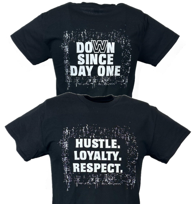 Load image into Gallery viewer, John Cena Down Since Day One Hustle Loyalty Respect Black T-shirt by EWS | Extreme Wrestling Shirts